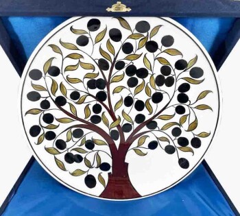 Olive Tree Motif Iznik Ceramic Plate - Çini Evi