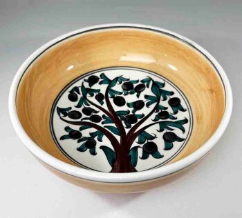 Olive Tree Motif Iznik Ceramic Salad Bowl - Çini Evi