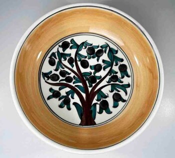Olive Tree Motif Iznik Ceramic Salad Bowl - Çini Evi (1)