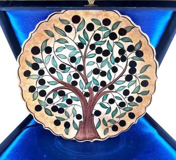 Olive Tree Pattern 30 cm Iznik Ceramic Plate - Çini Evi
