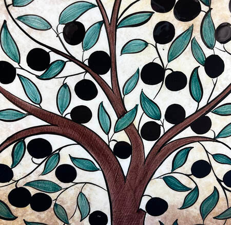 Olivenbaum musterte 30 cm Iznik-Keramikplatte - 2