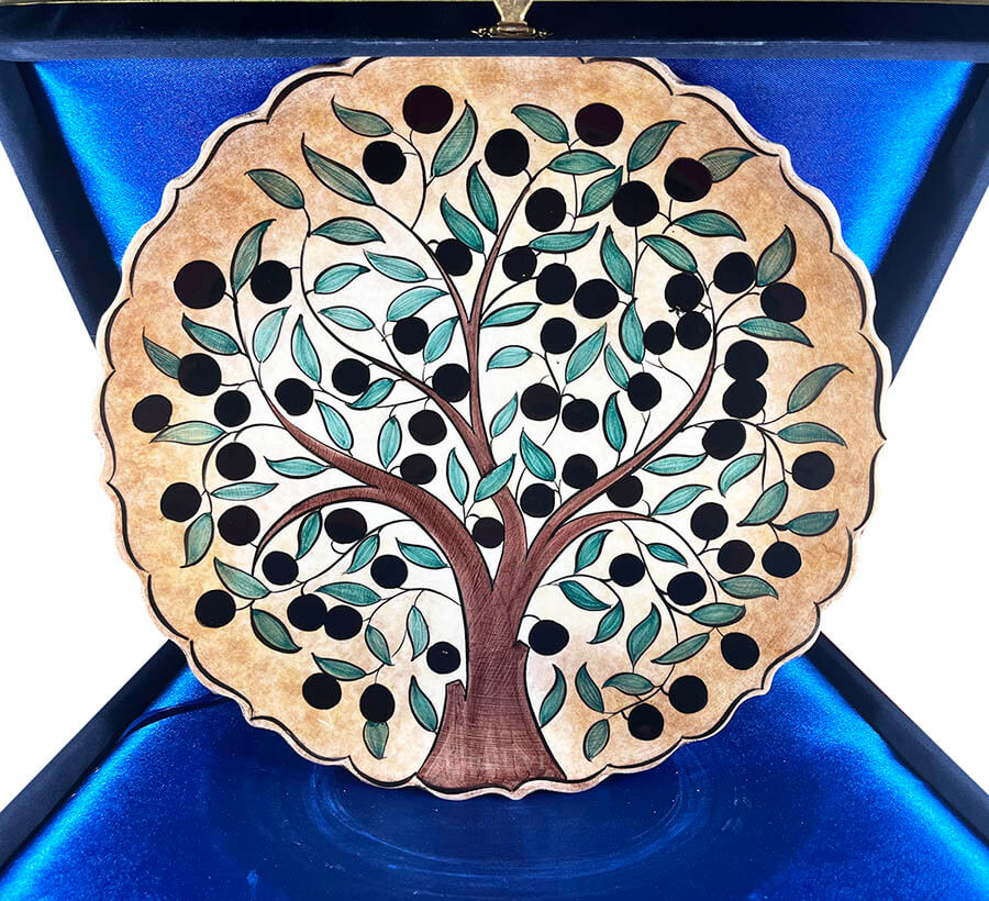 Olivenbaum musterte 30 cm Iznik-Keramikplatte - 1