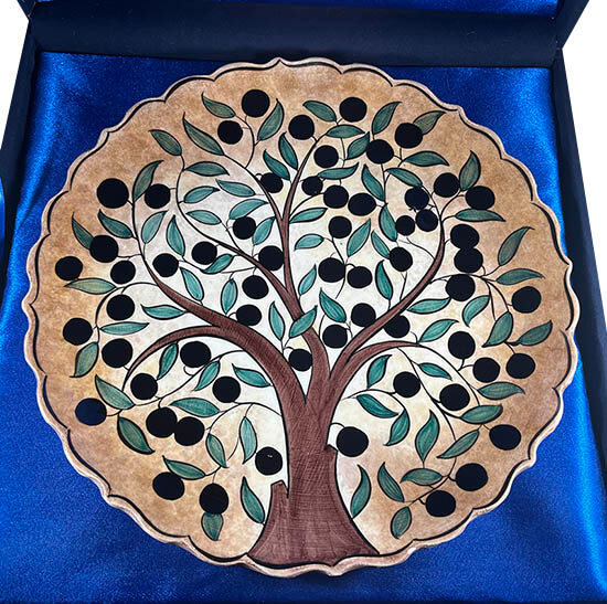 Olivenbaum musterte 30 cm Iznik-Keramikplatte - 3