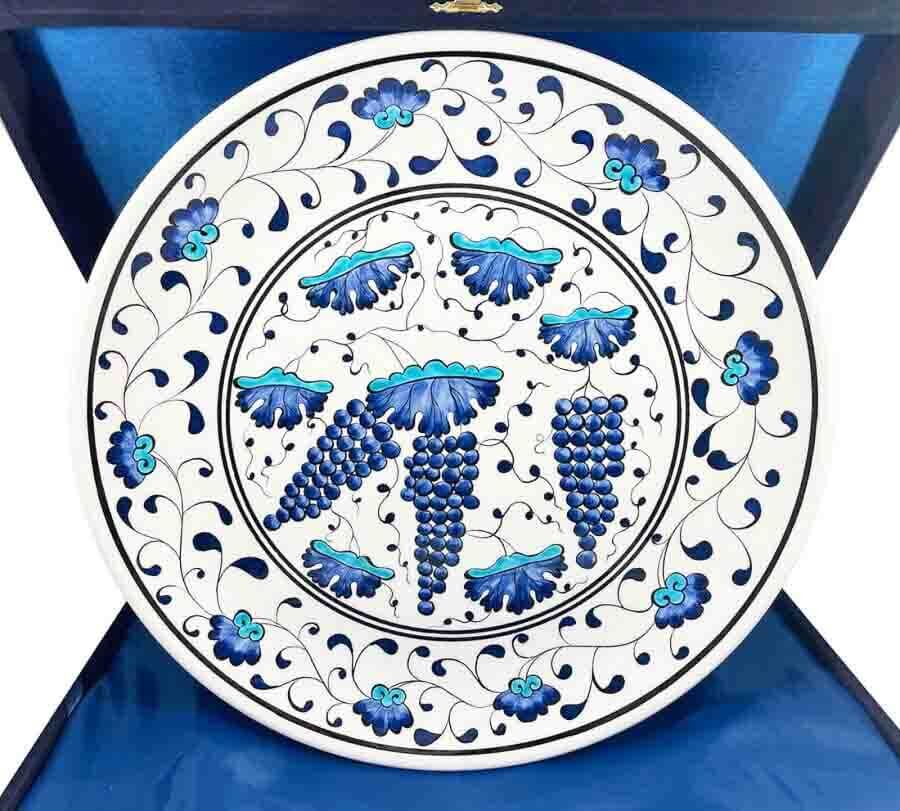 Opening Gift Grape Cluster Motif 30 cm Iznik Ceramic Plate - 1