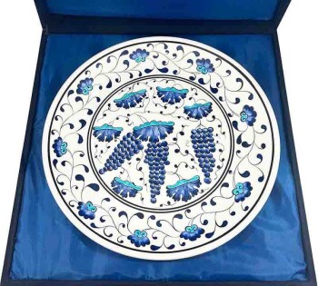 Opening Gift Grape Cluster Motif 30 cm Iznik Ceramic Plate - 3