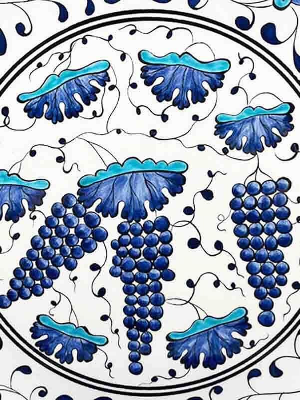 Opening Gift Grape Cluster Motif 30 cm Iznik Ceramic Plate - 2