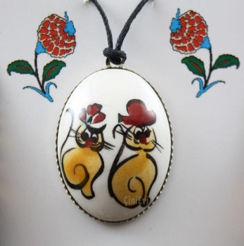 Ornamental Cats Pendant - Çini Evi