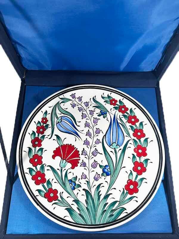 Ottoman Flower Garden Pattern Iznik Plate – Elegant Decorative Piece 25 cm - 2