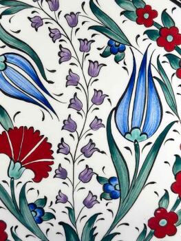 Ottoman Flower Garden Pattern Iznik Plate – Elegant Decorative Piece 25 cm - 3