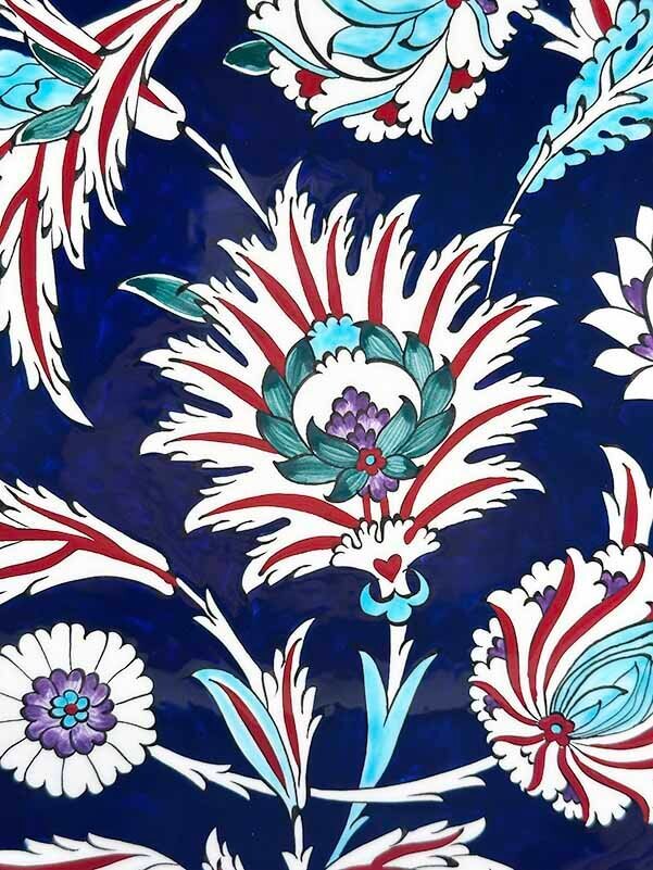 Ottoman Splendor: Blue Background Hatayi Motif Iznik Ceramic Plate - 2
