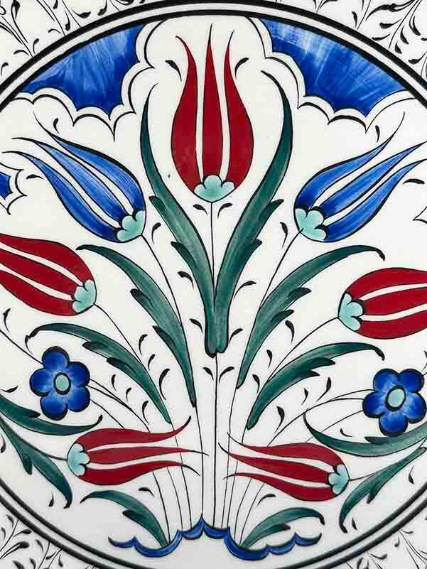 Ottoman Tulip Spring Pattern Iznik Plate – VIP Boxed Gift 25 cm - 2
