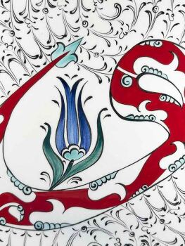 Ottoman Vav Motif Iznik Plate – Spiritual Gift - Çini Evi (1)
