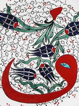 Ottomane Signierte 30cm Keramikplatte - Çini Evi (1)