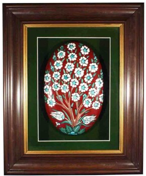 Ovale Iznik-Keramik mit Lebensbaum und Passepartout - 1