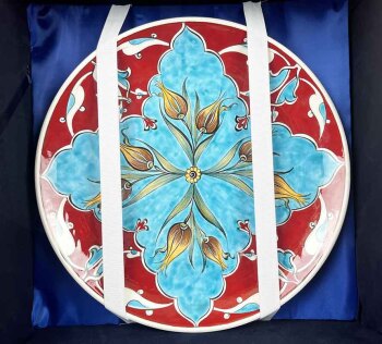 Palace Carnation – Iznik Tile Vase and Plate Set - 6