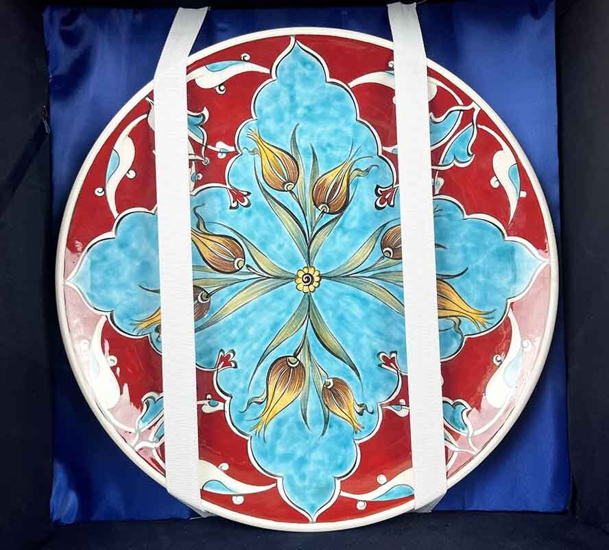 Palace Carnation – Iznik Tile Vase and Plate Set - 6