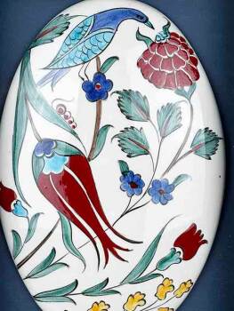 Panneau en Céramique d’Iznik Fait Main – Motif Jardin du Paradis avec Passe-partout - Çini Evi (1)