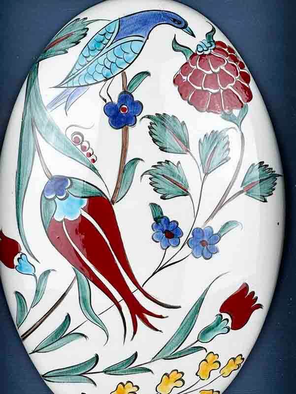 Panneau en Céramique d’Iznik Fait Main – Motif Jardin du Paradis avec Passe-partout - 2
