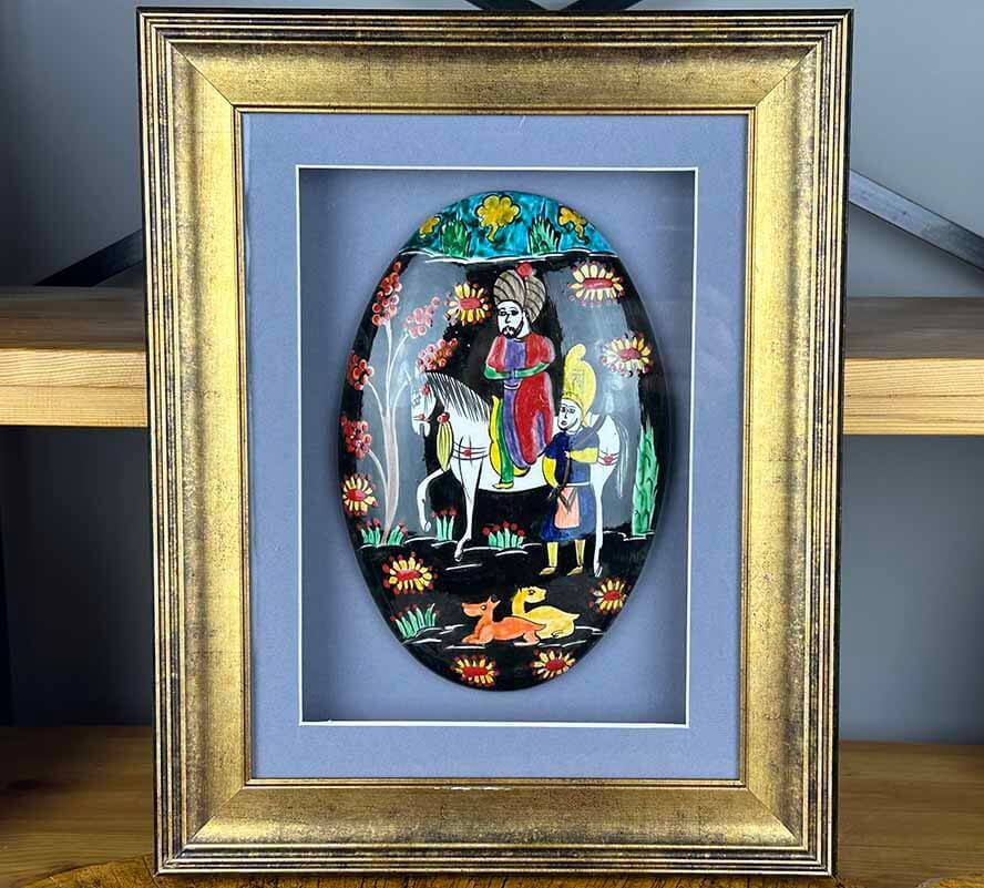 Panneau en Céramique d’Iznik Fait Main – Motif Miniature de Soldat Ottoman avec Passe-partout - 1