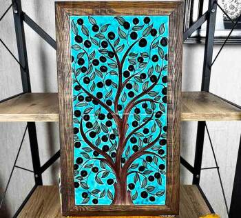 Panneau en céramique Iznik motif olivier 20 x 40 cm - 1