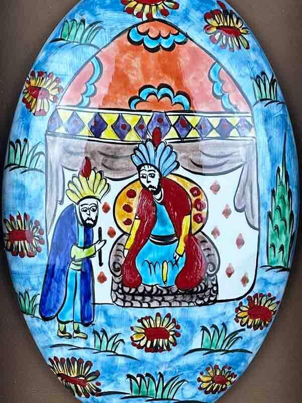 Panneau mural en céramique d'Iznik fait main – « Devant le Souverain » – Miniature ottomane - 2