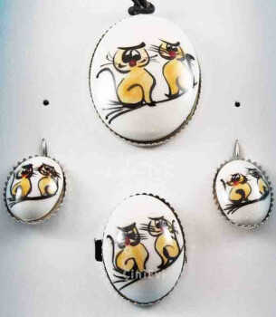 Parure en céramique d’Iznik motif chats mignons - 1