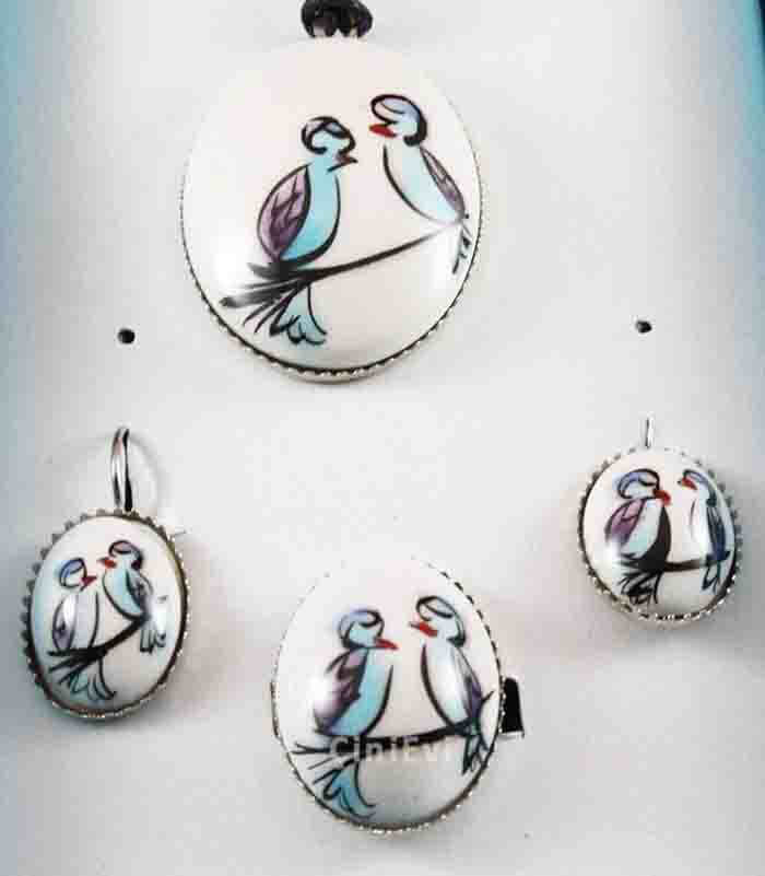 Parure en céramique d’Iznik motif oiseaux amoureux - 2