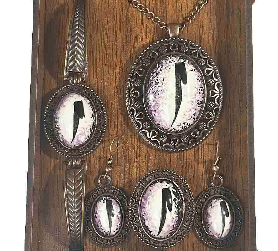 Parure de Bijoux en Céramique d’Iznik – Motif Elif, Symbole d’Unicité et de Perfection Divine - 1