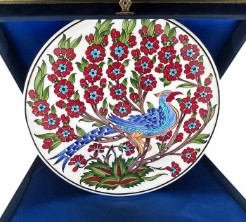 Peacock Motif Iznik Ceramic Plate - Çini Evi