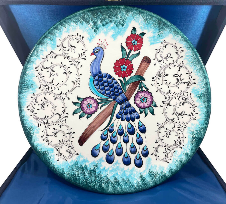 Peacocks Iznik Pottery Plate - 1