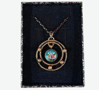 Pendentif bronze en céramique d’Iznik motif tulipe unique - 2