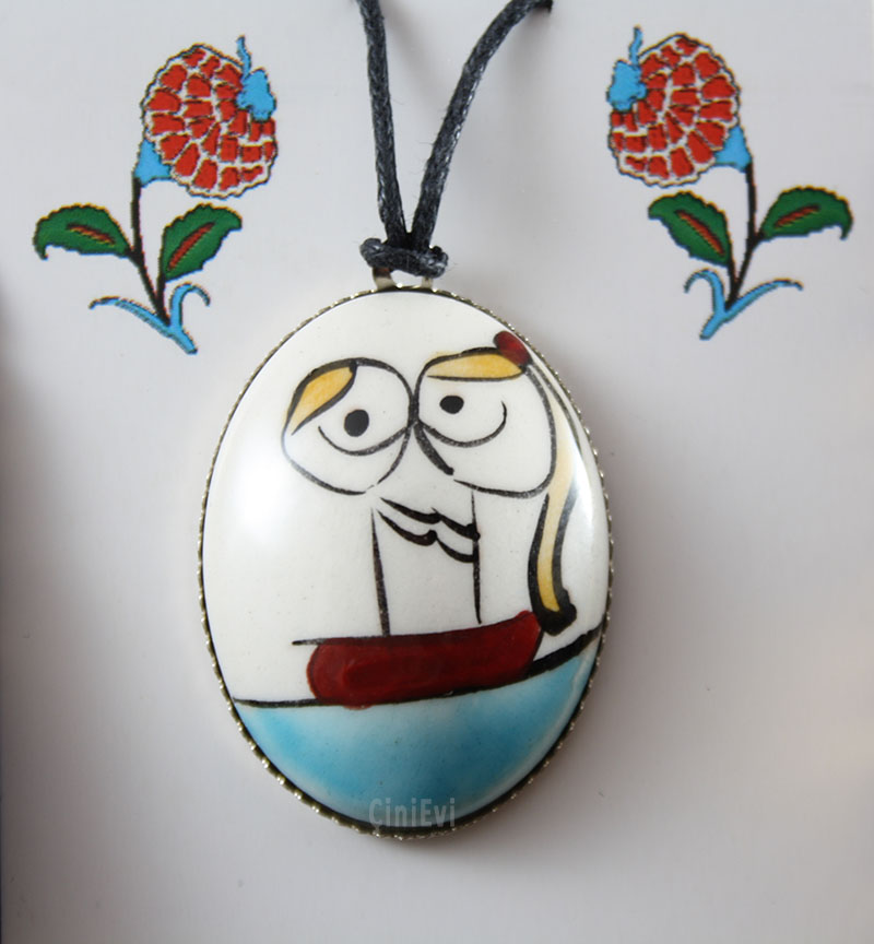 Pendentif en céramique d’Iznik Couple dans la barque - 1