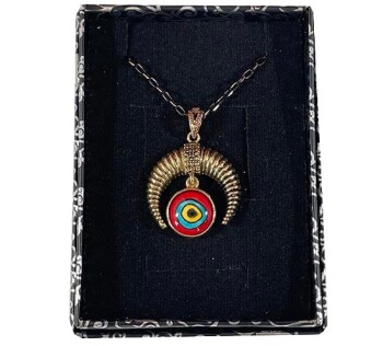 Pendentif croissant en bronze – Motif Çintemani en céramique d’Iznik – Cadeau pour un être cher - 2