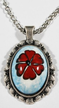 Pendentif Iznik Céramique Trèfle Rouge - 1