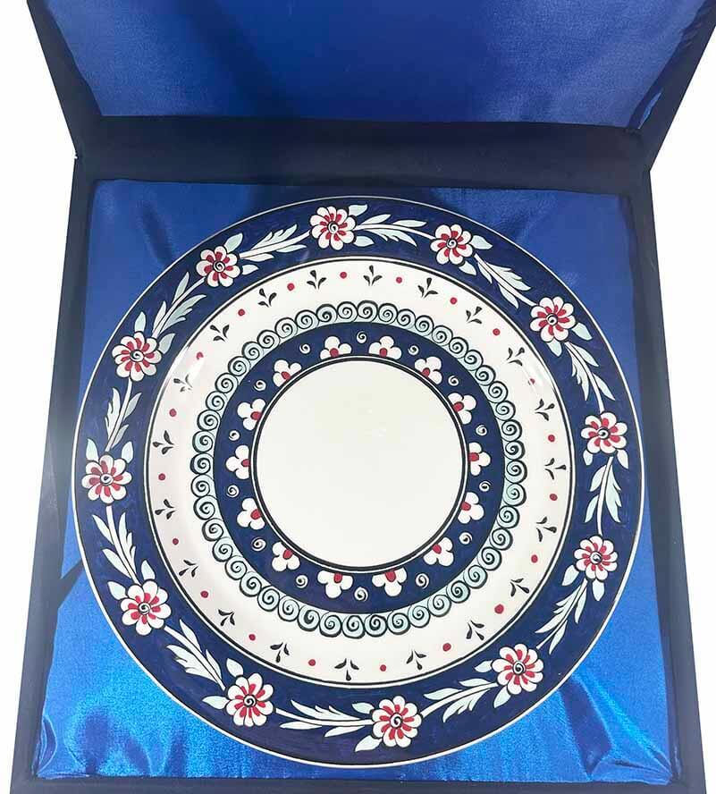 Personalized Thank-You Gift – Navy Flower Pattern Iznik Ceramic Plate - 2