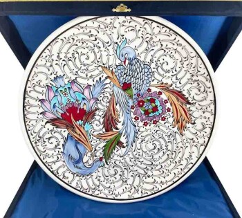Phoenix Birds 30 cm Iznik Ceramic Plate - Çini Evi