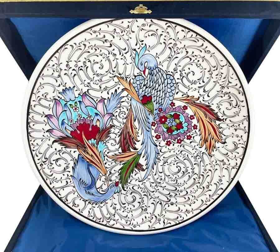 Phoenix Birds 30 cm Iznik Ceramic Plate - 1