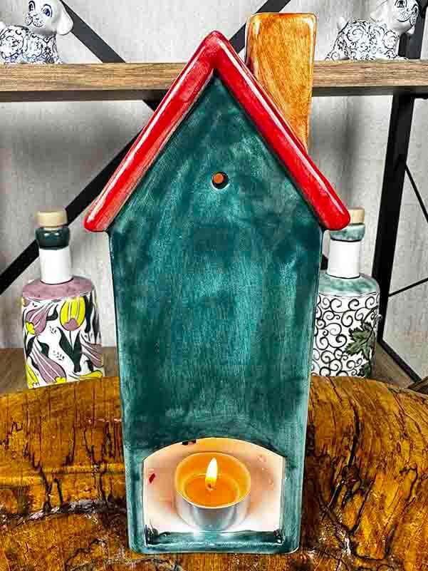 Photophore “Iznik Green House” en céramique – Élégance artisanale et lumière chaleureuse - 2