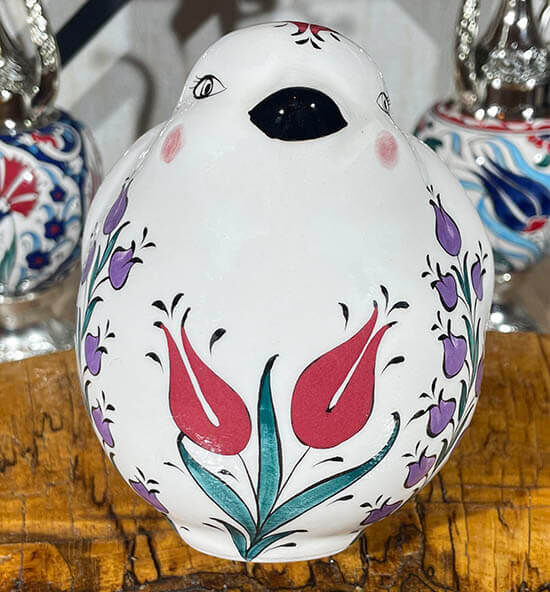 Pigeon Candle Holder with Tulip and Hyacinth Motif - 2