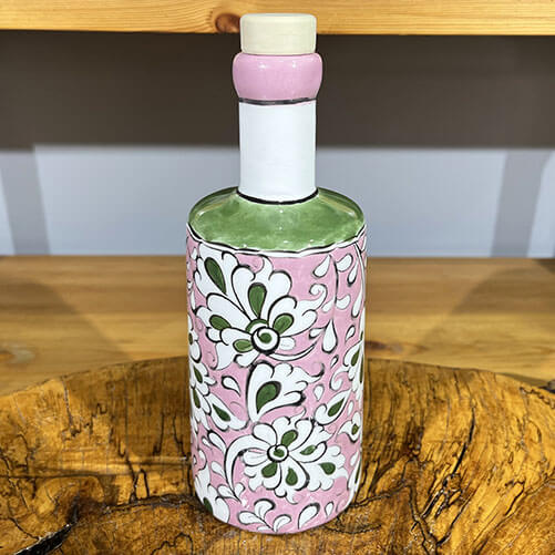 Pink Background Lotus Ceramic Oil Bottle - 2