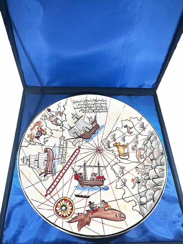 Piri Reis Haritalı İznik Çini Tabak - 3