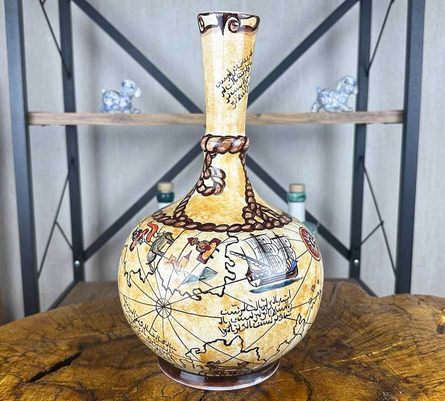 Piri Reis Haritalı İznik Çini Vazo - 1