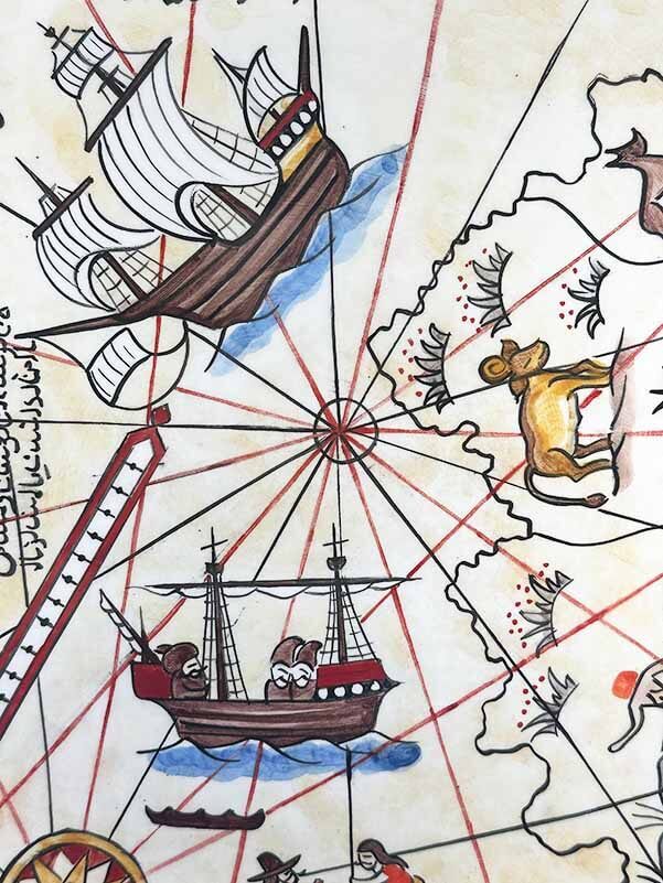 Piri Reis Map Iznik Ceramic Plate - 2