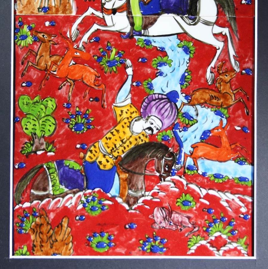 Planche de carreaux de scène de chasse Yavuz Sultan Selim - 3