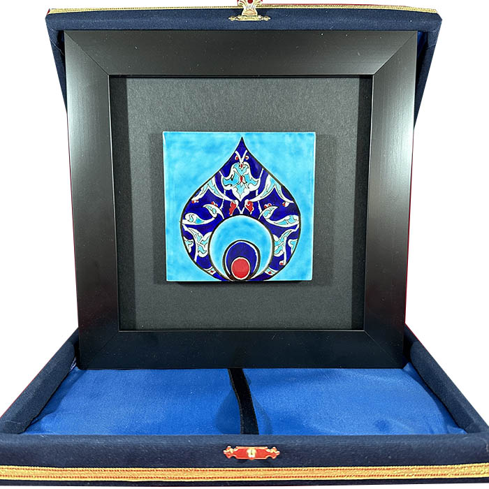 Plaque de carreaux de motif Rumi au sol bleu - 1