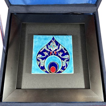 Plaque de carreaux de motif Rumi au sol bleu - 2