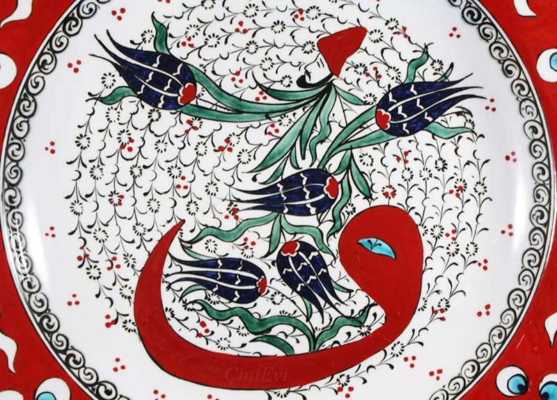 Plaque de poterie ottoman signée de 30 cm - 2