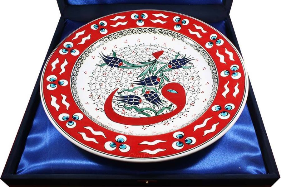 Plaque de poterie ottoman signée de 30 cm - 3