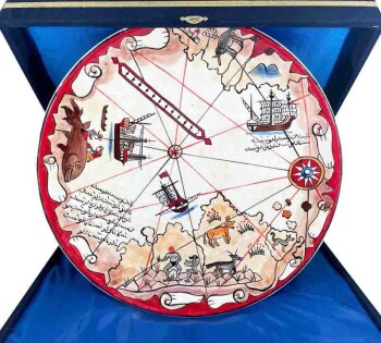 Plaque de tuile de carte d'Iznik de Piri Reis - Çini Evi