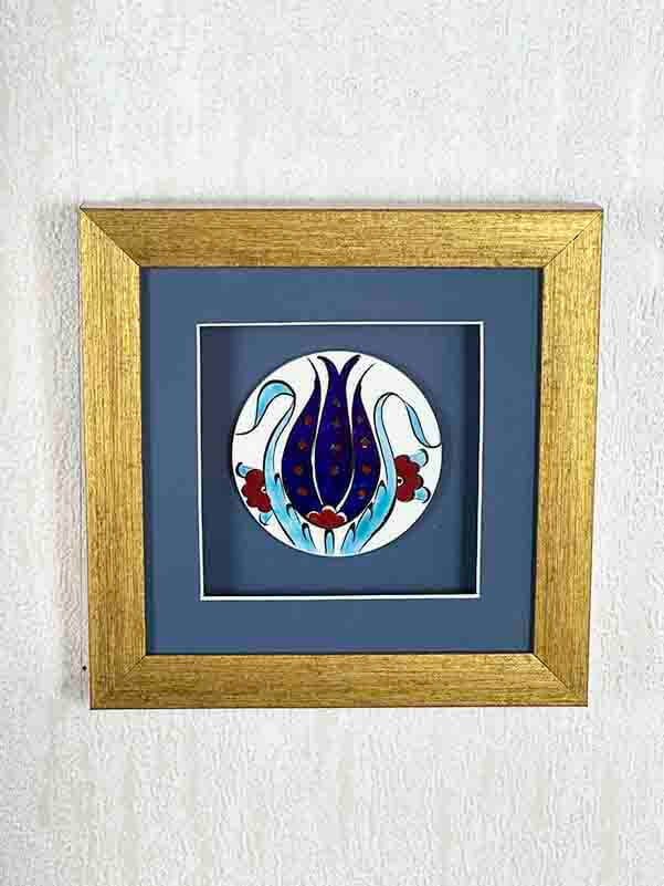Plaque en céramique d’Iznik avec motif de tulipe – Cadeau de prestige pour un maire - 5